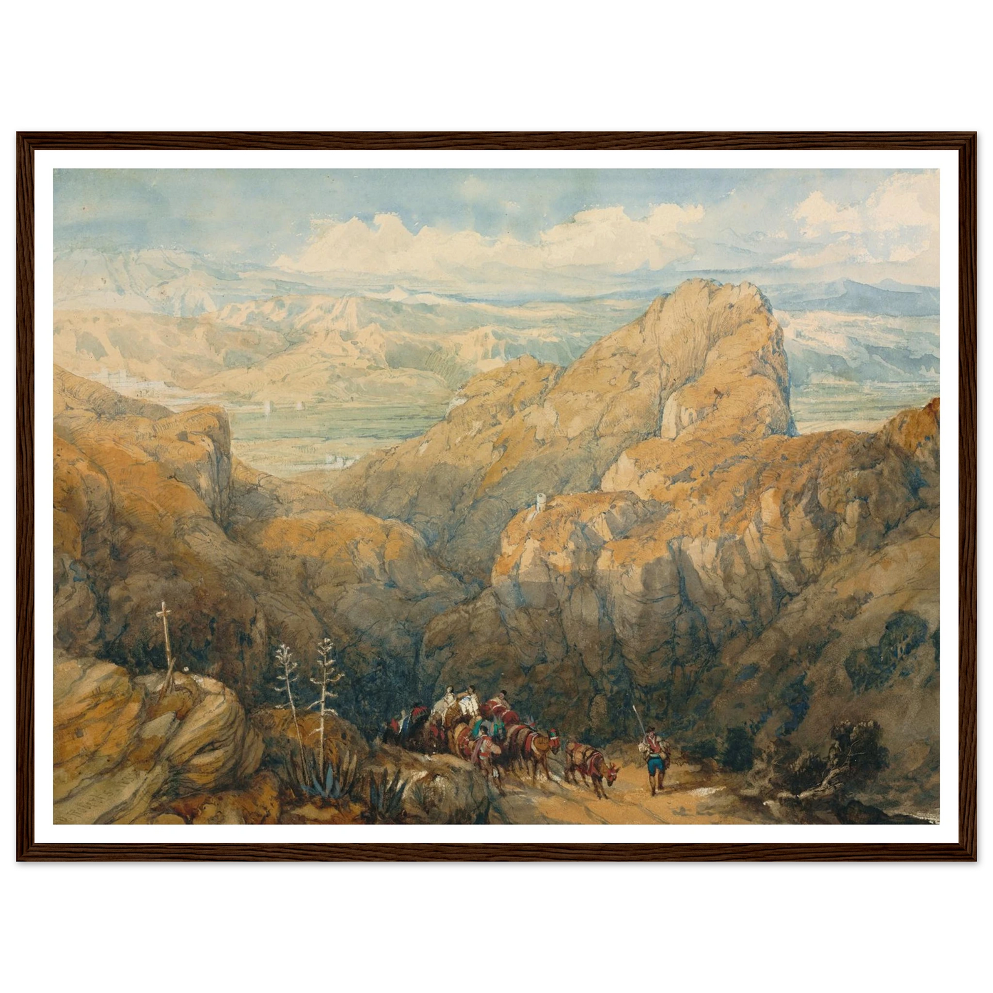 Descent into the Plain of Granada (1834) Art Print | David Roberts - Framed Poster - 30x40 cm / 12x16″ - Black frame