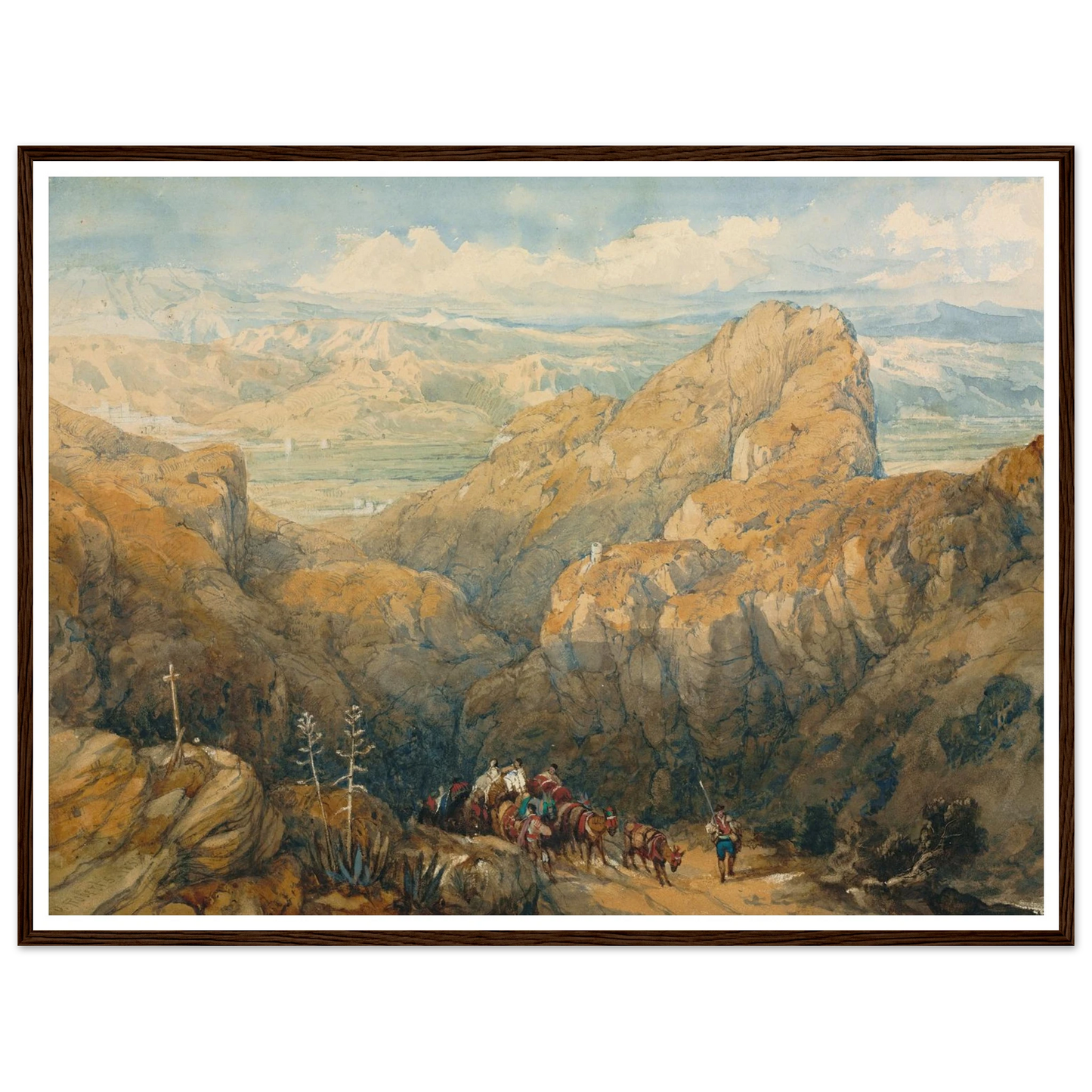 Descent into the Plain of Granada (1834) Art Print | David Roberts - Framed Poster - 30x40 cm / 12x16″ - Black frame