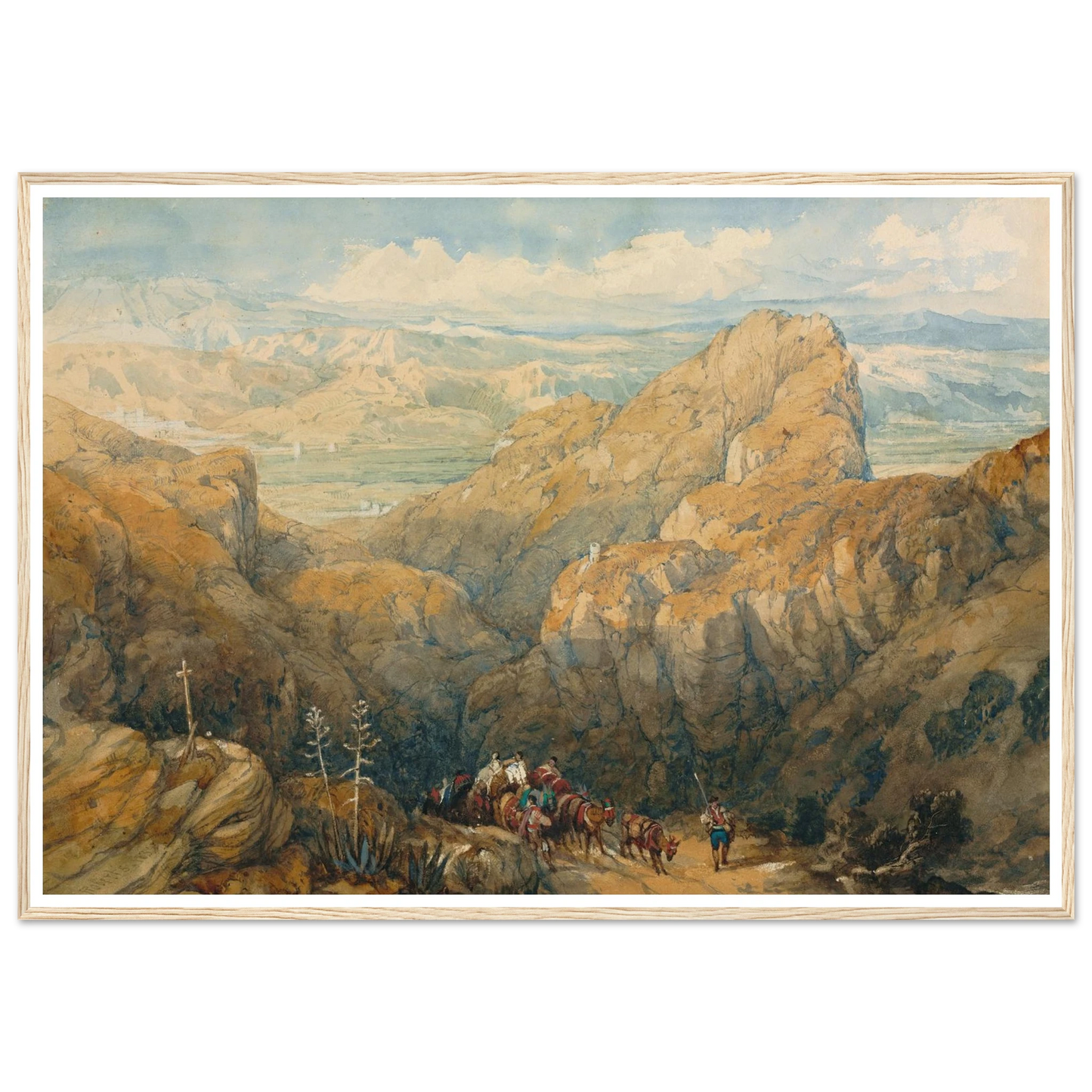 Descent into the Plain of Granada (1834) Art Print | David Roberts - Framed Poster - 30x40 cm / 12x16″ - Black frame