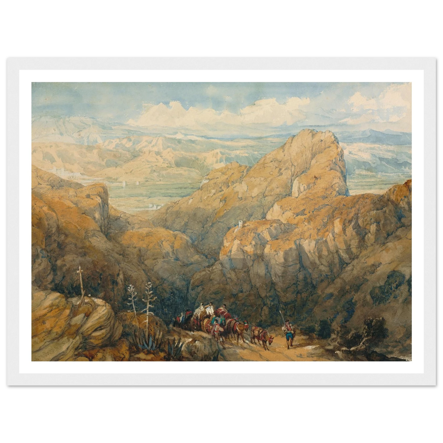 Descent into the Plain of Granada (1834) Art Print | David Roberts - Framed Poster - 30x40 cm / 12x16″ - Black frame