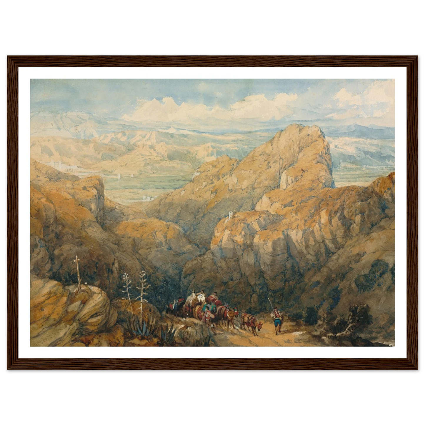 Descent into the Plain of Granada (1834) Art Print | David Roberts - Framed Poster - 30x40 cm / 12x16″ - Black frame