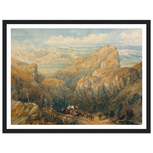 Descent into the Plain of Granada (1834) Art Print | David Roberts - Framed Poster - 30x40 cm / 12x16″ - Black frame