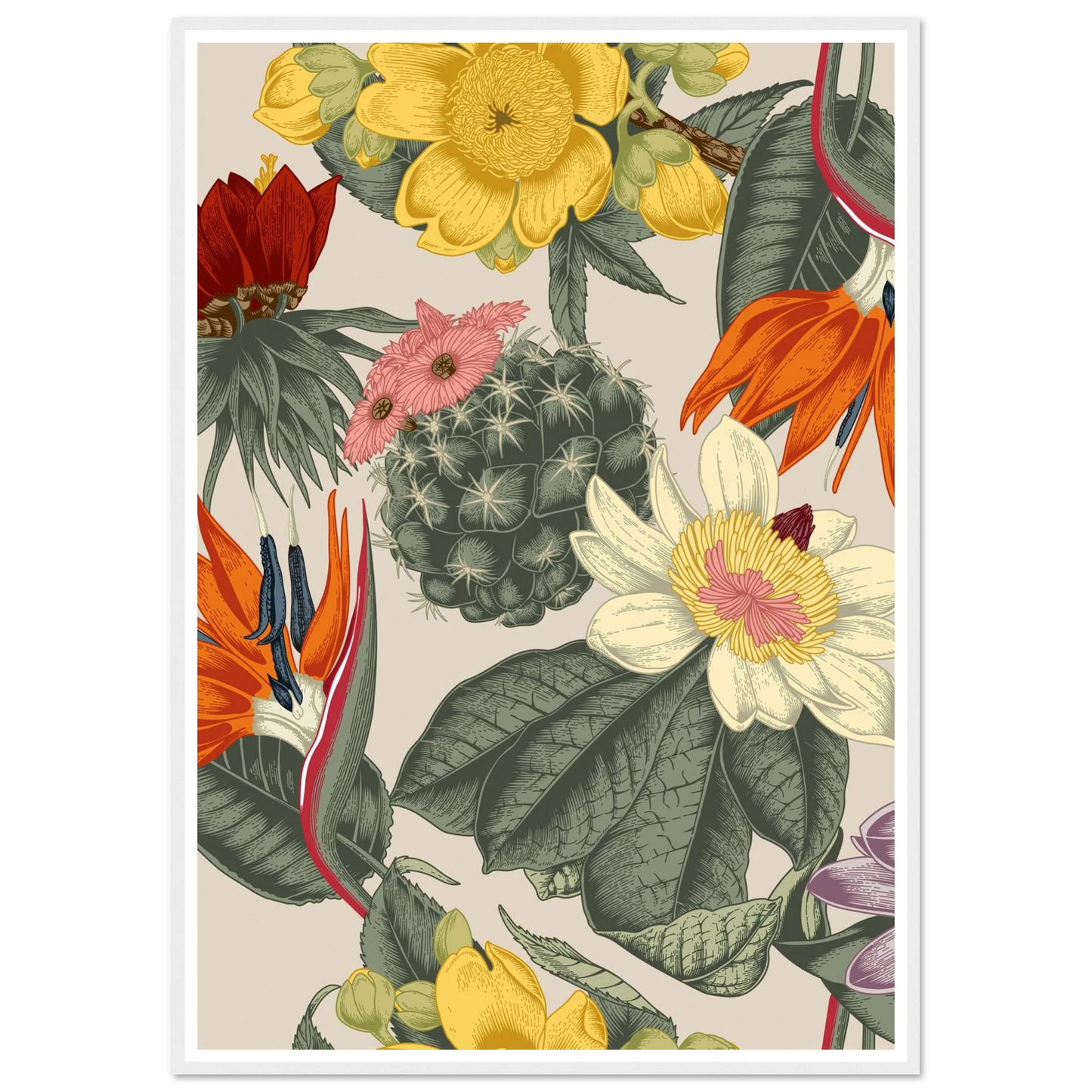 Desert Bird's Fancy Art Print | William Morris Inspired - Framed Poster - 30x30 cm / 12x12″ - Black frame