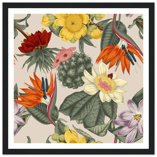 Desert Bird's Fancy Art Print | William Morris Inspired - Framed Poster - 30x30 cm / 12x12″ - Black frame
