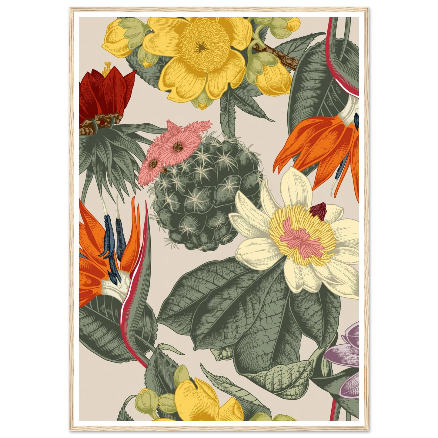 Desert Bird's Fancy Art Print | William Morris Inspired - Framed Poster - 30x30 cm / 12x12″ - Black frame