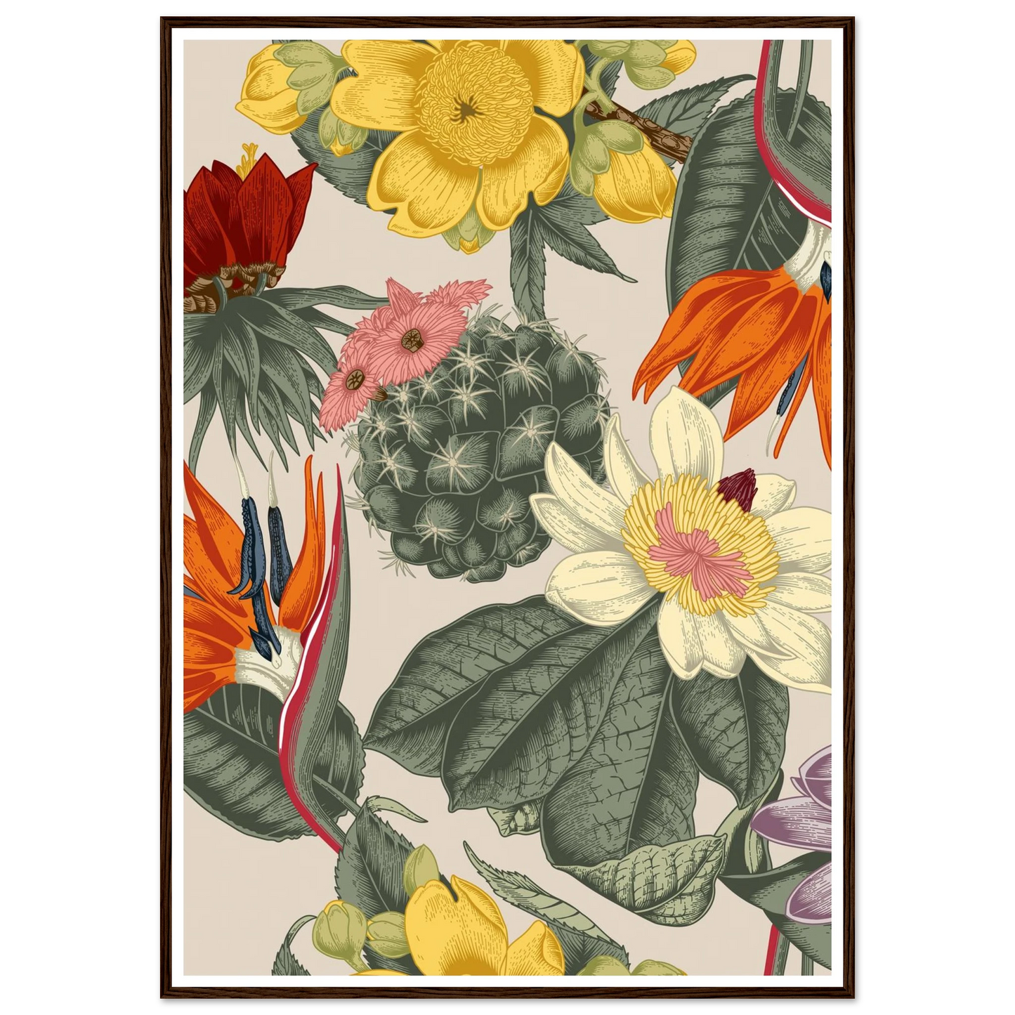 Desert Bird's Fancy Art Print | William Morris Inspired - Framed Poster - 30x30 cm / 12x12″ - Black frame