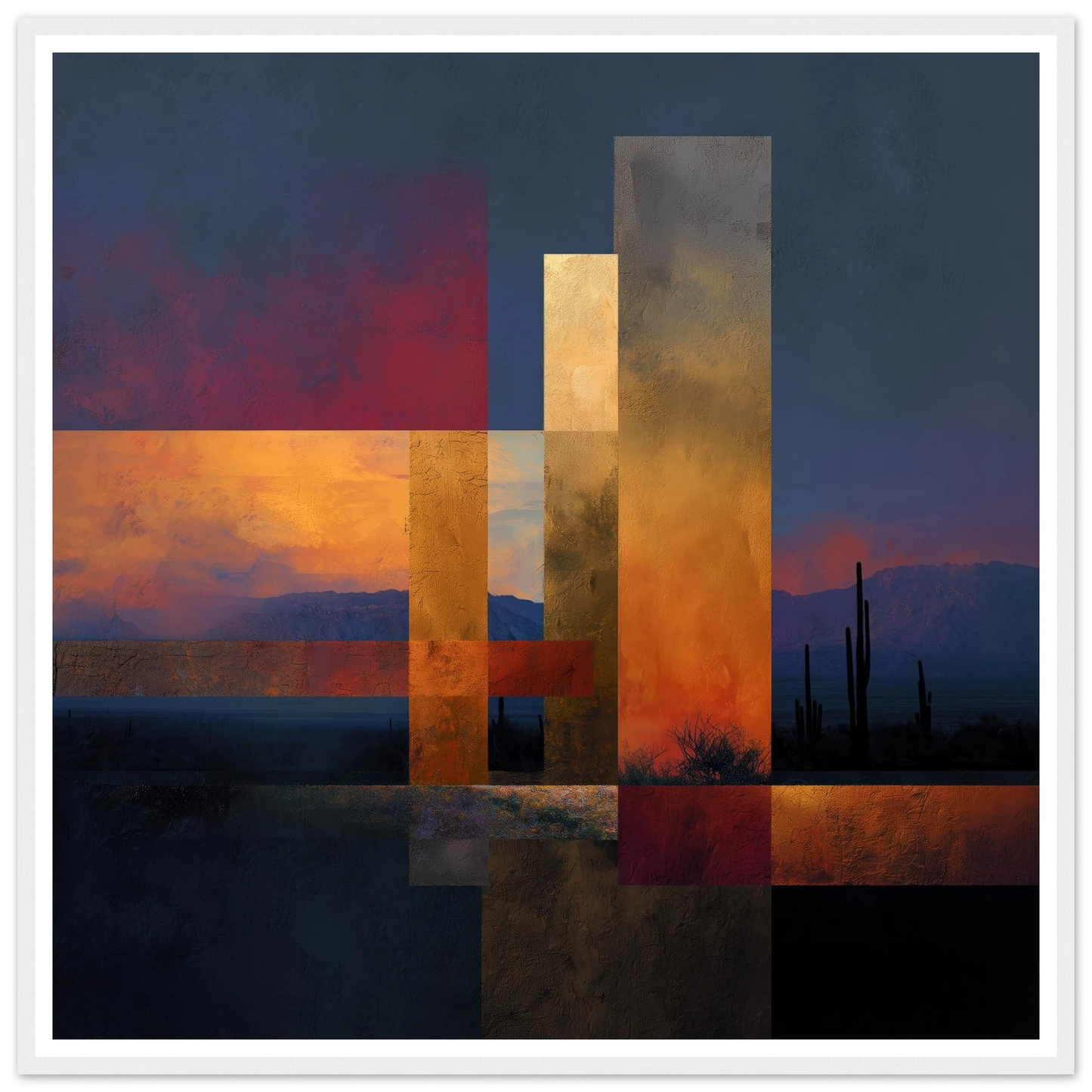 Desert Dusk Collage - Framed Poster - 30x30 cm / 12x12″ - Black frame