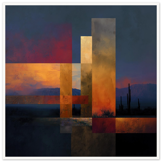 Desert Dusk Collage - Framed Poster - 30x30 cm / 12x12″ - Black frame