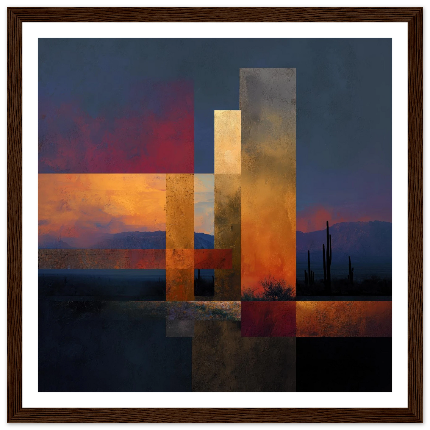 Desert Dusk Collage - Framed Poster - 30x30 cm / 12x12″ - Black frame
