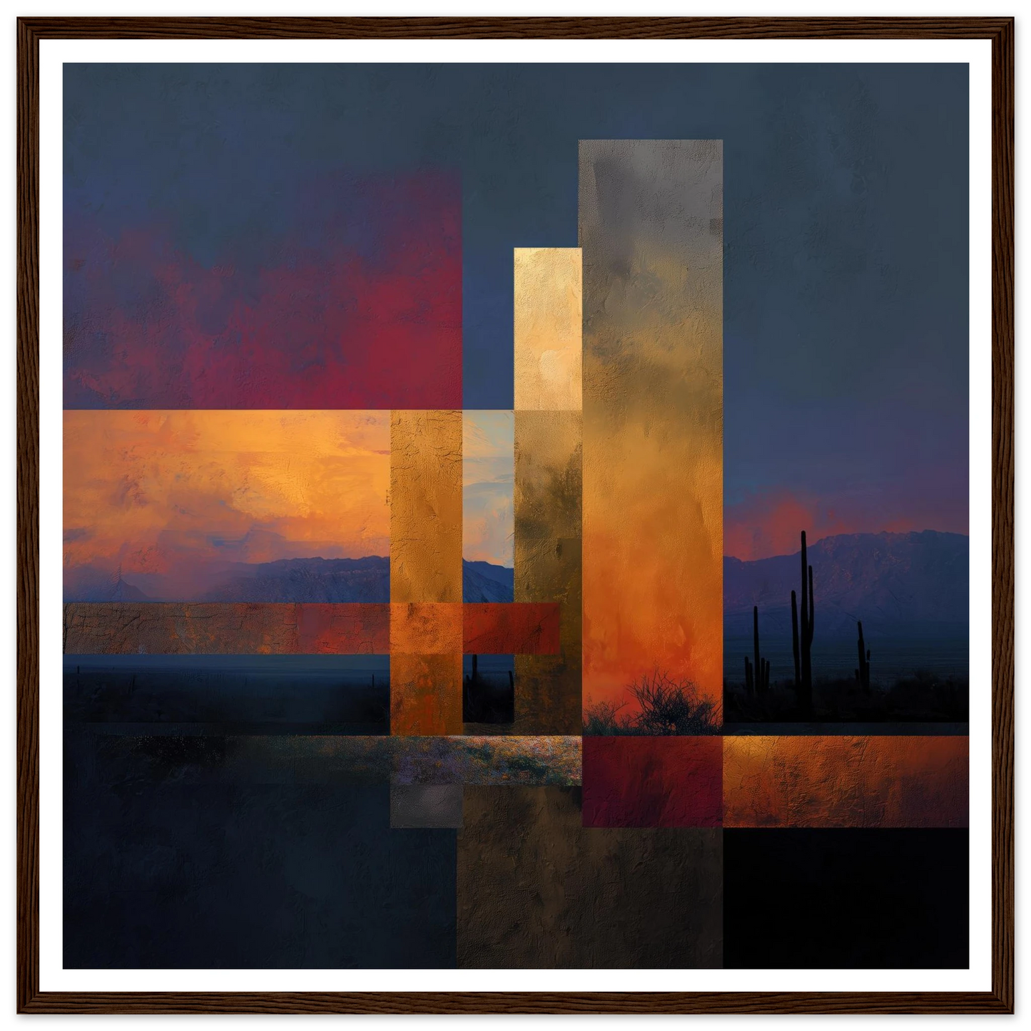 Desert Dusk Collage - Framed Poster - 30x30 cm / 12x12″ - Black frame