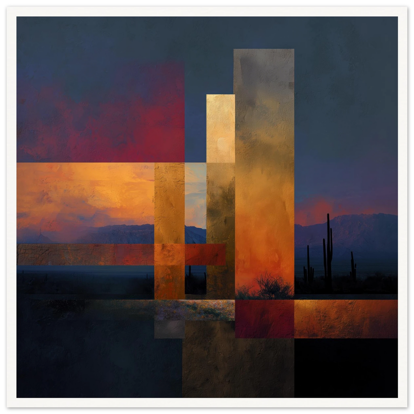 Desert Dusk Collage - Framed Poster - 30x30 cm / 12x12″ - Black frame