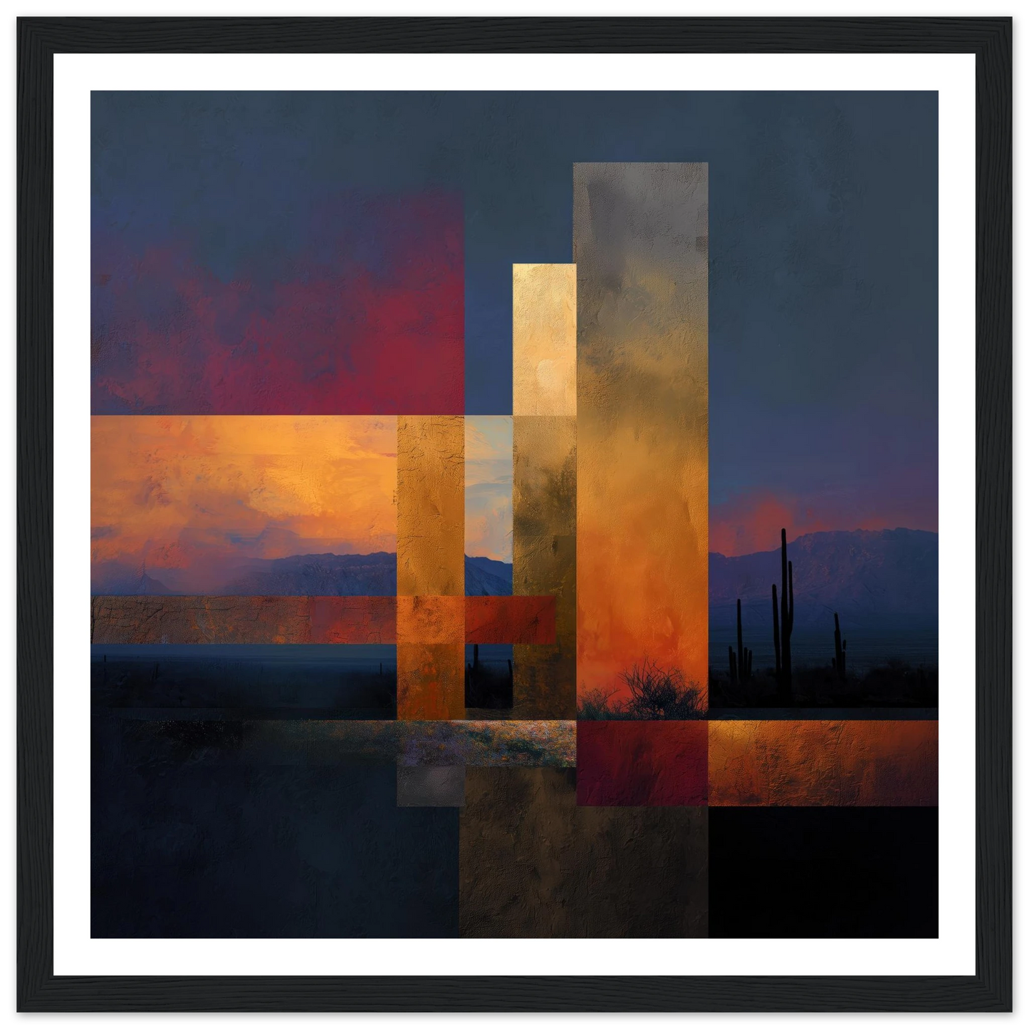 Desert Dusk Collage - Framed Poster - 30x30 cm / 12x12″ - Black frame