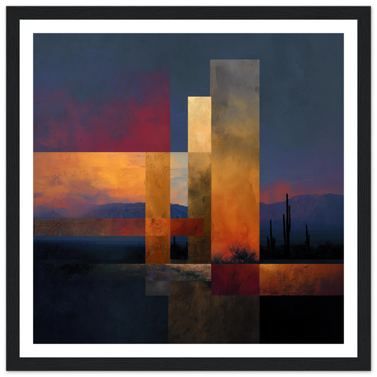 Desert Dusk Collage - Framed Poster - 30x30 cm / 12x12″ - Black frame
