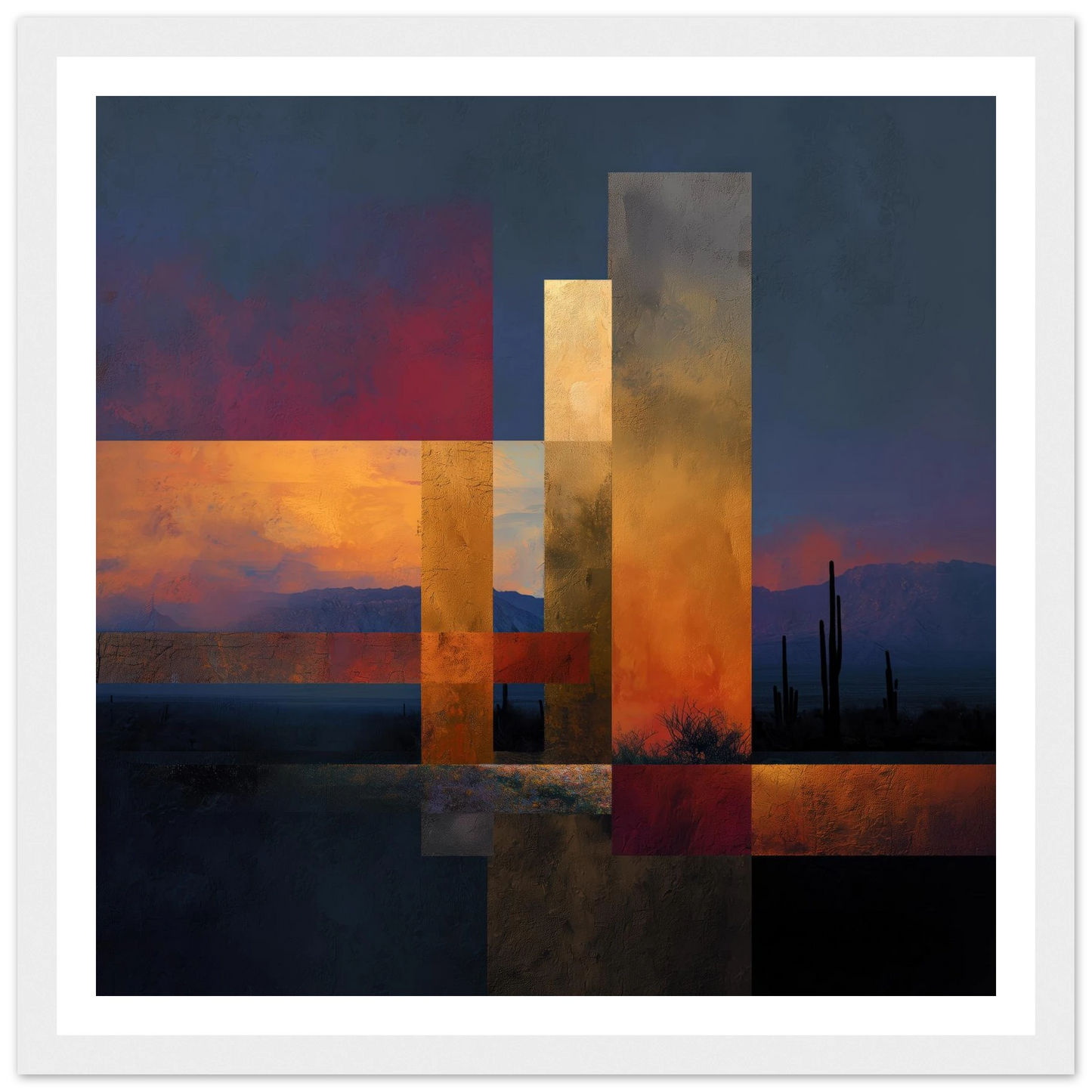 Desert Dusk Collage - Framed Poster - 30x30 cm / 12x12″ - Black frame