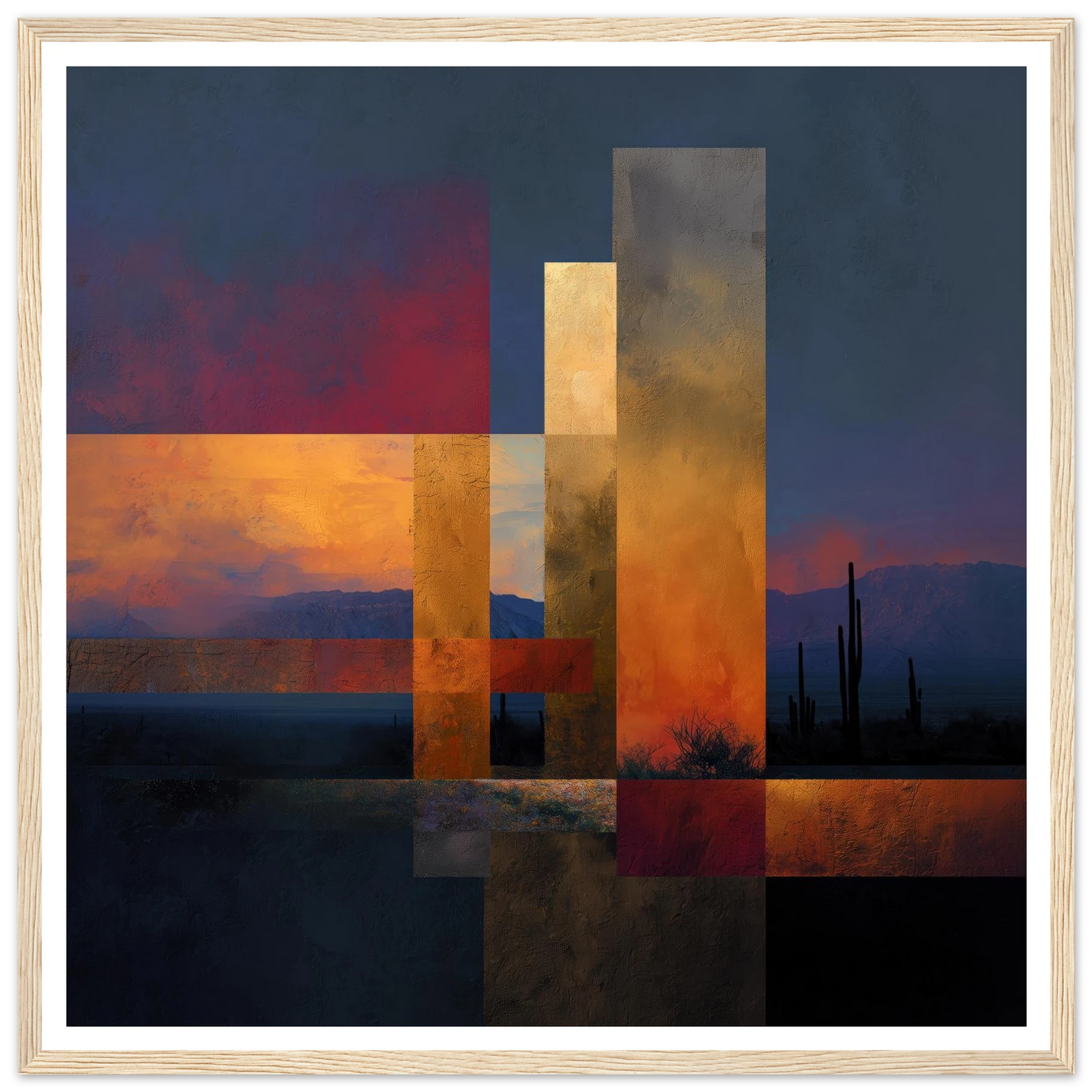 Desert Dusk Collage - Framed Poster - 30x30 cm / 12x12″ - Black frame