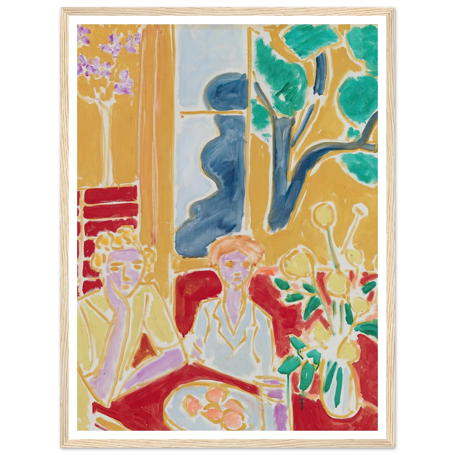 Deux Fillettes, fond jaune et rouge (1947) Art Print | Henri Matisse - Framed Poster - 30x40 cm / 12x16″ - Black frame