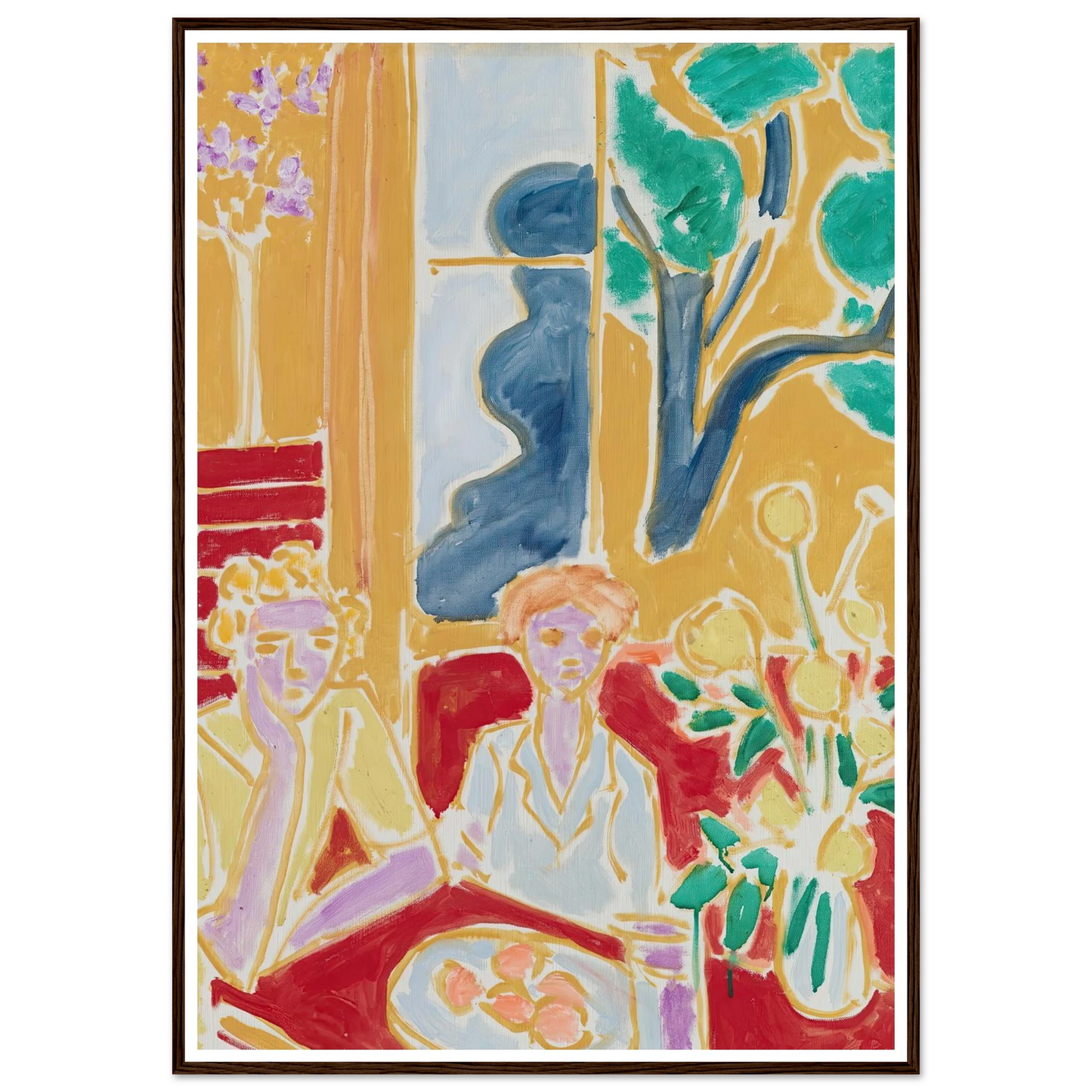Deux Fillettes, fond jaune et rouge (1947) Art Print | Henri Matisse - Framed Poster - 30x40 cm / 12x16″ - Black frame