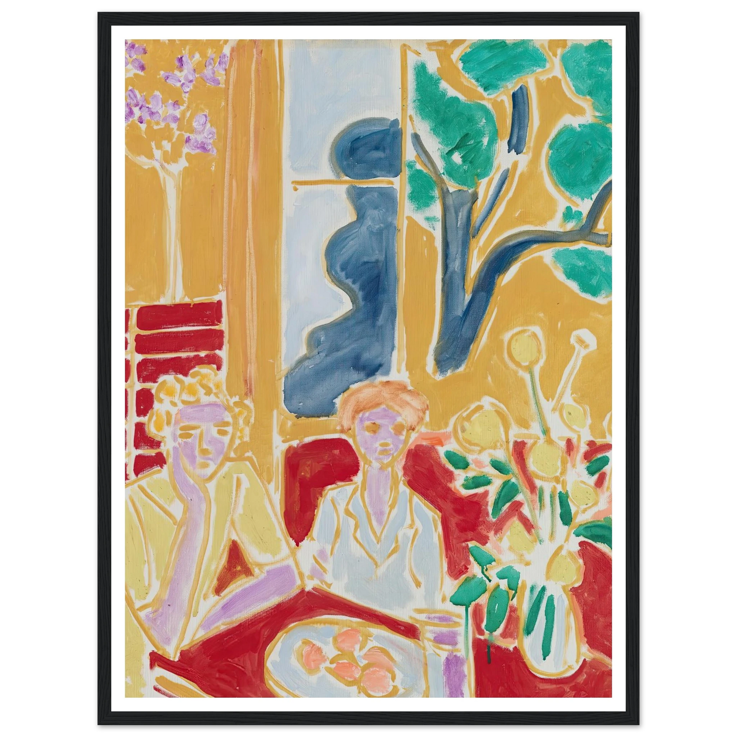 Deux Fillettes, fond jaune et rouge (1947) Art Print | Henri Matisse - Framed Poster - 30x40 cm / 12x16″ - Black frame