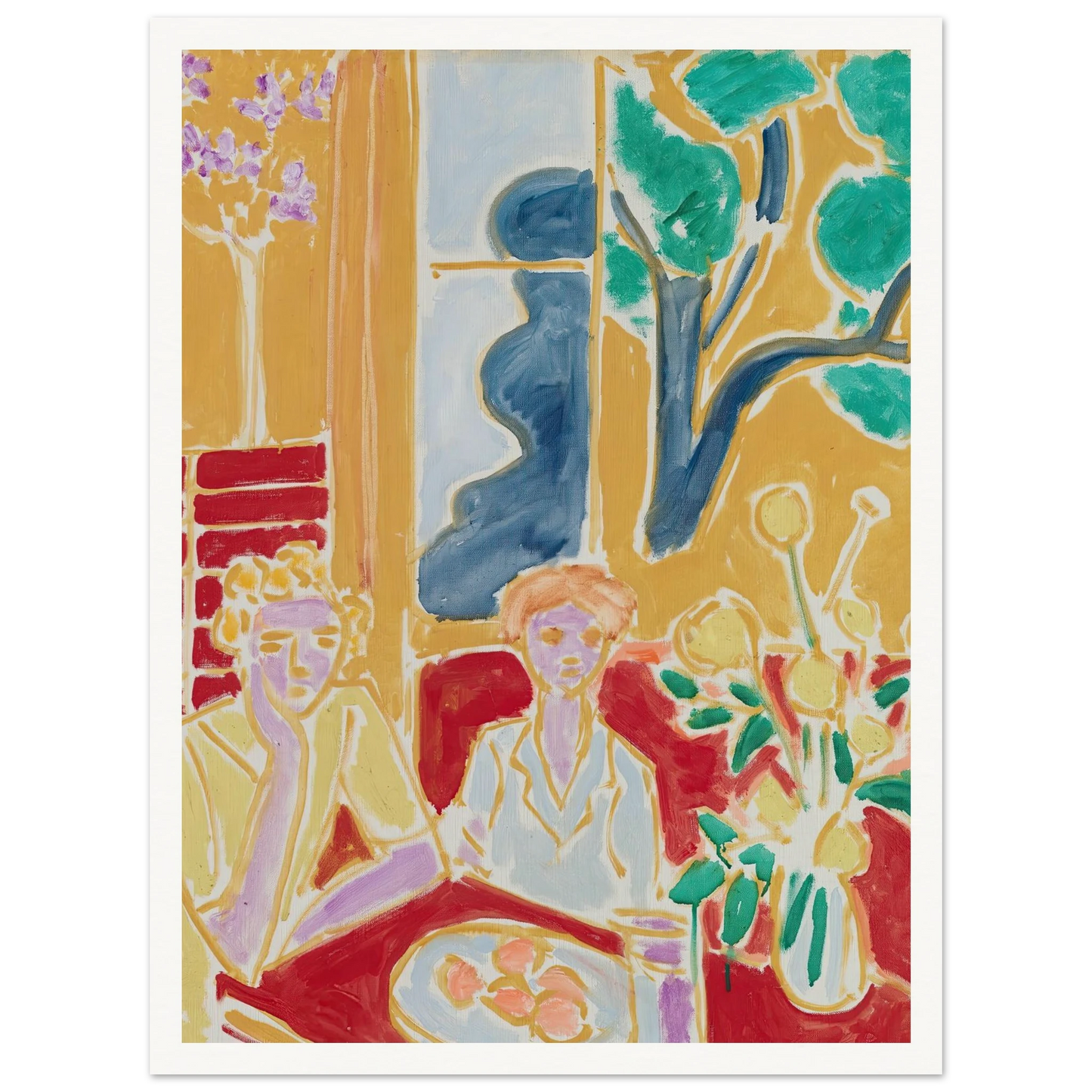 Deux Fillettes, fond jaune et rouge (1947) Art Print | Henri Matisse - Framed Poster - 30x40 cm / 12x16″ - Black frame