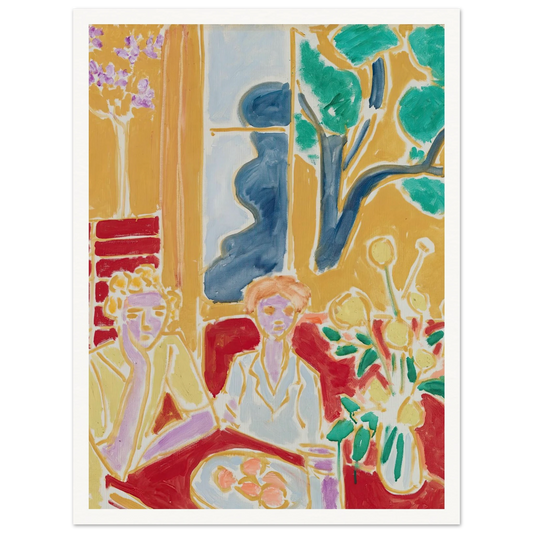 Deux Fillettes, fond jaune et rouge (1947) Art Print | Henri Matisse - Framed Poster - 30x40 cm / 12x16″ - Black frame