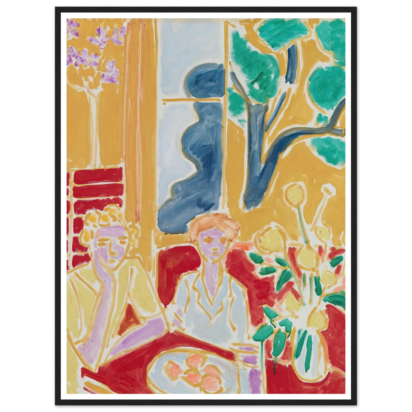 Deux Fillettes, fond jaune et rouge (1947) Art Print | Henri Matisse - Framed Poster - 30x40 cm / 12x16″ - Black frame