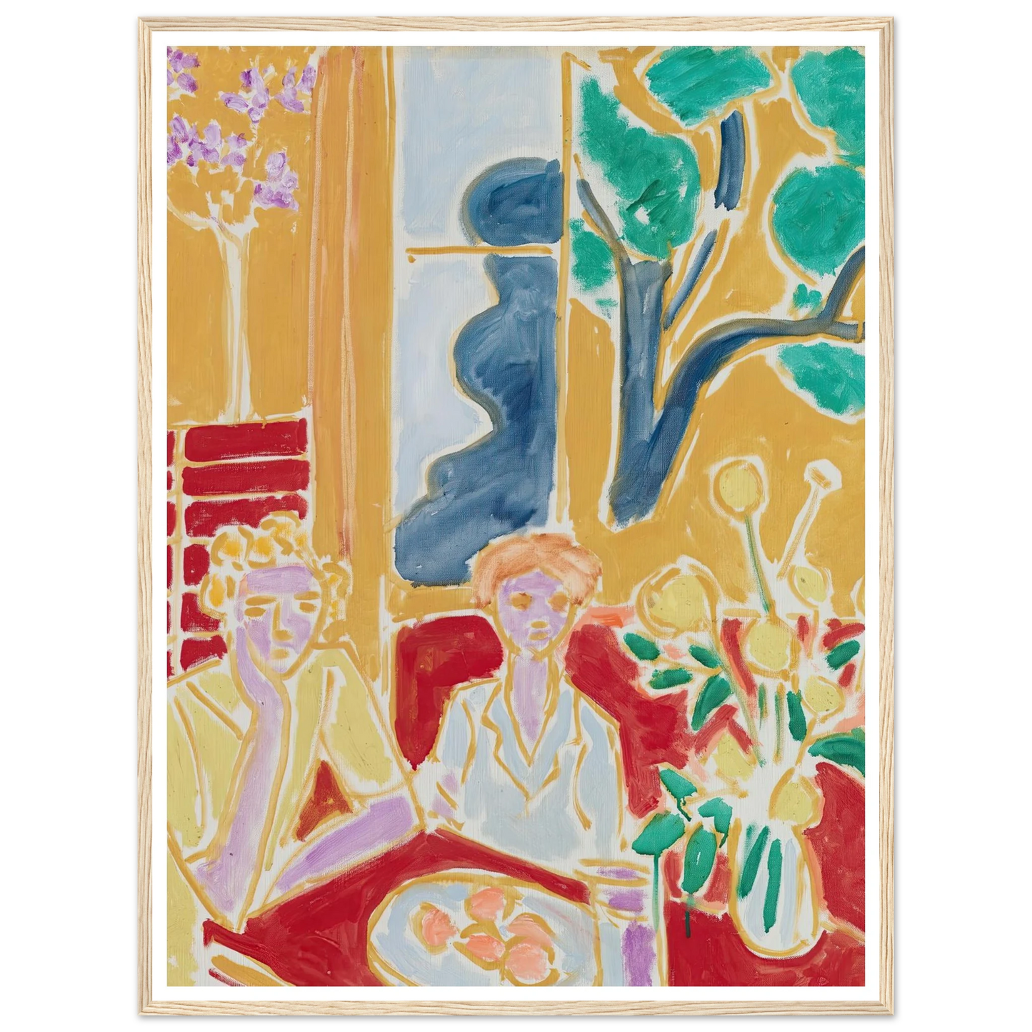 Deux Fillettes, fond jaune et rouge (1947) Art Print | Henri Matisse - Framed Poster - 30x40 cm / 12x16″ - Black frame