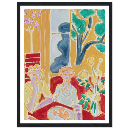 Deux Fillettes, fond jaune et rouge (1947) Art Print | Henri Matisse - Framed Poster - 30x40 cm / 12x16″ - Black frame