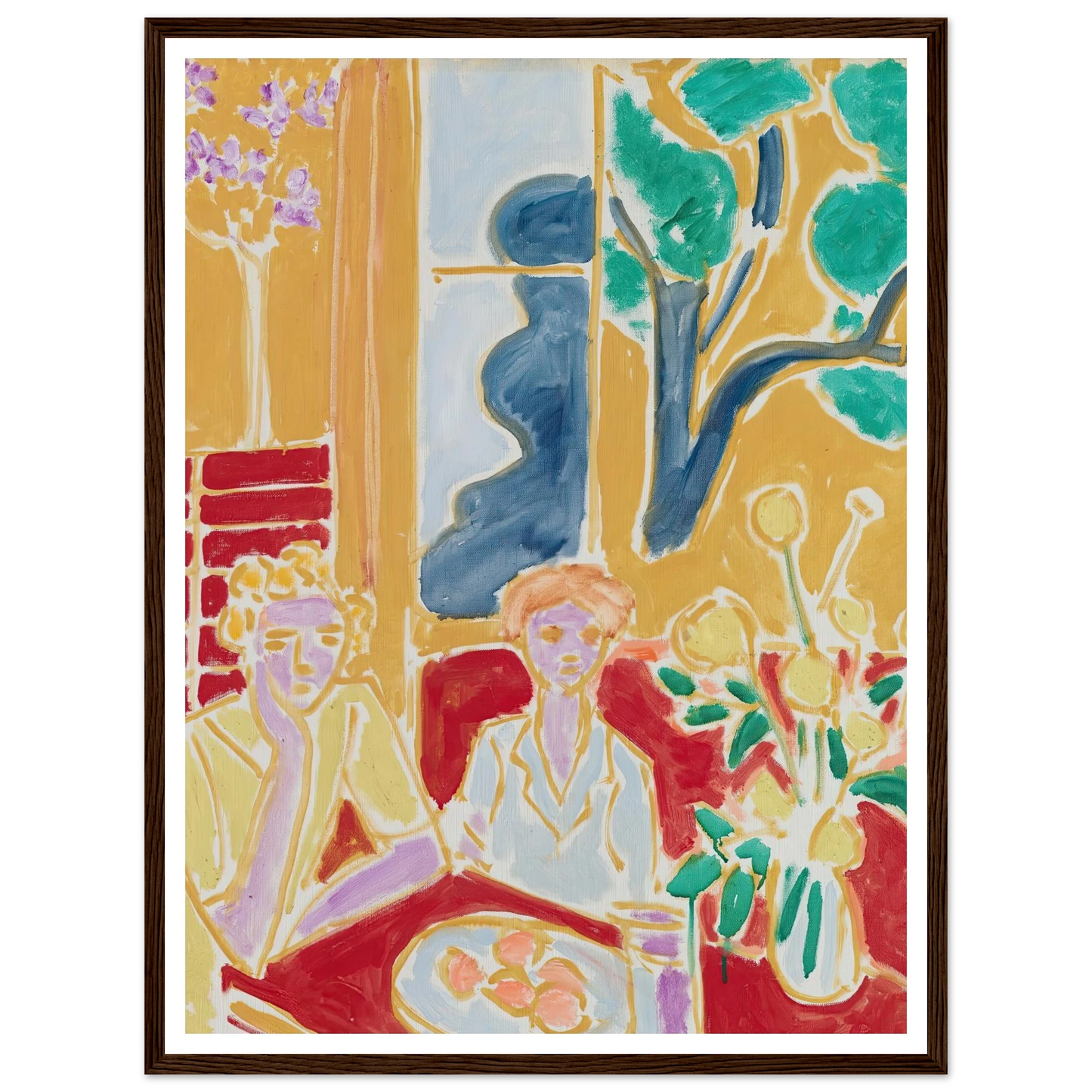 Deux Fillettes, fond jaune et rouge (1947) Art Print | Henri Matisse - Framed Poster - 30x40 cm / 12x16″ - Black frame