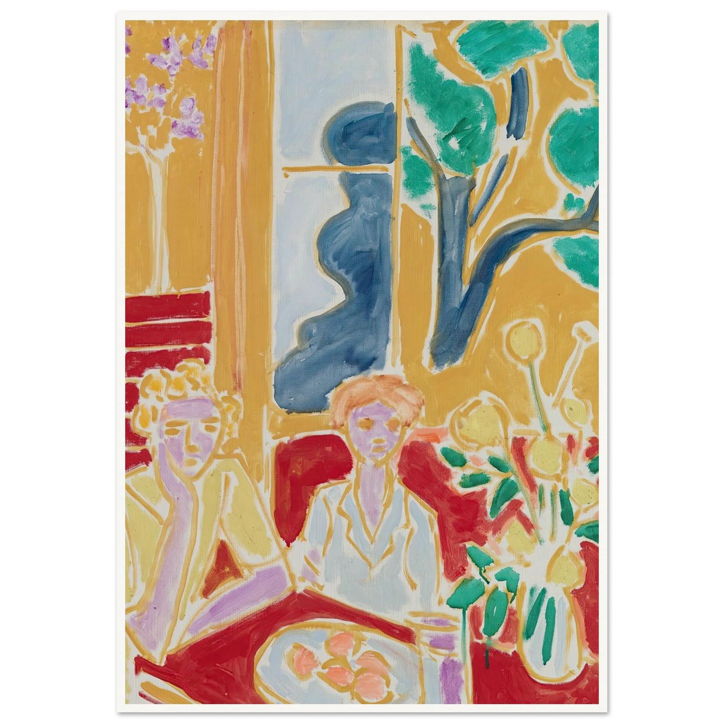 Deux Fillettes, fond jaune et rouge (1947) Art Print | Henri Matisse - Framed Poster - 30x40 cm / 12x16″ - Black frame