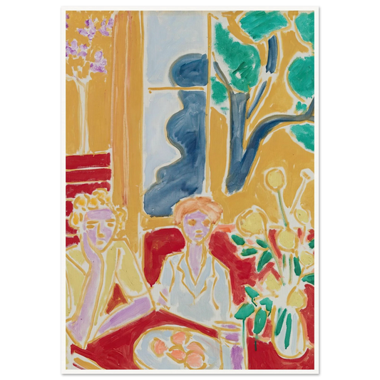 Deux Fillettes, fond jaune et rouge (1947) Art Print | Henri Matisse - Framed Poster - 30x40 cm / 12x16″ - Black frame