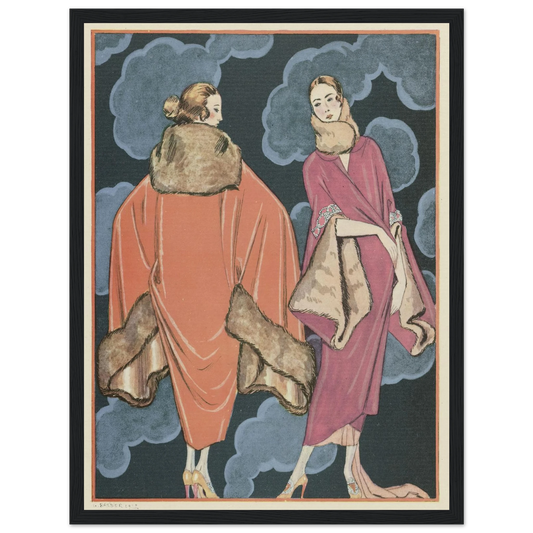 Deux heures du matin; Manteaux, de Worth (1923) Art Print | George Barbier - Framed Poster - 30x40 cm / 12x16″ - Black frame