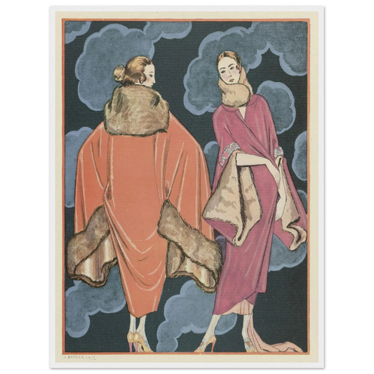 Deux heures du matin; Manteaux, de Worth (1923) Art Print | George Barbier - Framed Poster - 30x40 cm / 12x16″ - Black frame