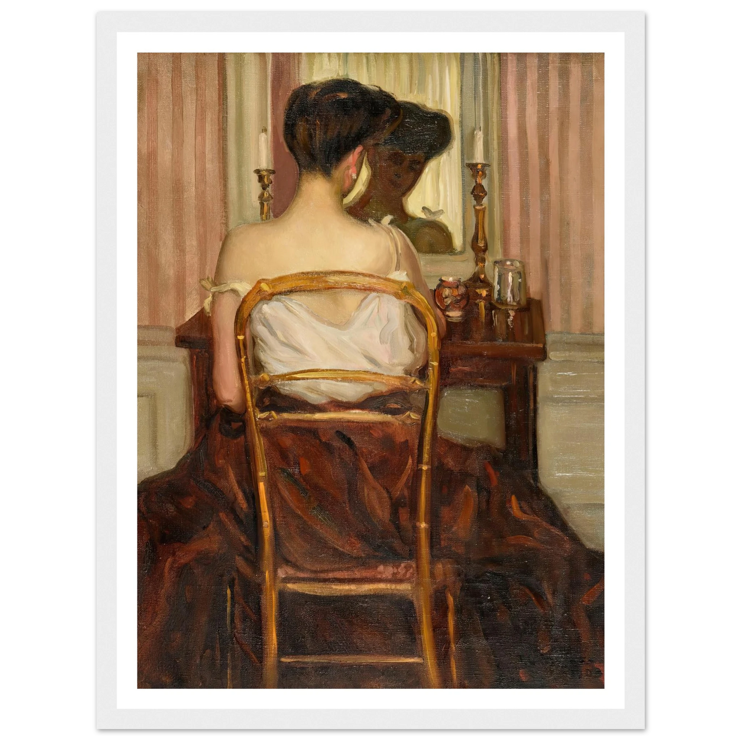 Devant la glace (1903) Art Print | Frederick Carl Frieseke - Framed Poster - 30x40 cm / 12x16″ - Black frame