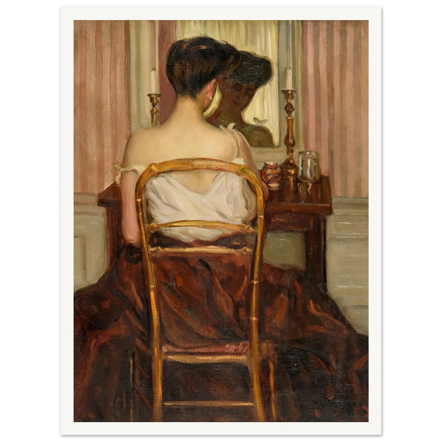 Devant la glace (1903) Art Print | Frederick Carl Frieseke - Framed Poster - 30x40 cm / 12x16″ - Black frame