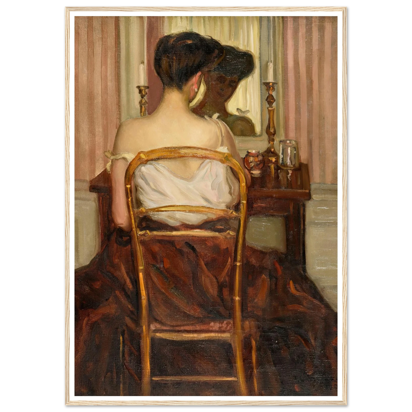 Devant la glace (1903) Art Print | Frederick Carl Frieseke - Framed Poster - 30x40 cm / 12x16″ - Black frame