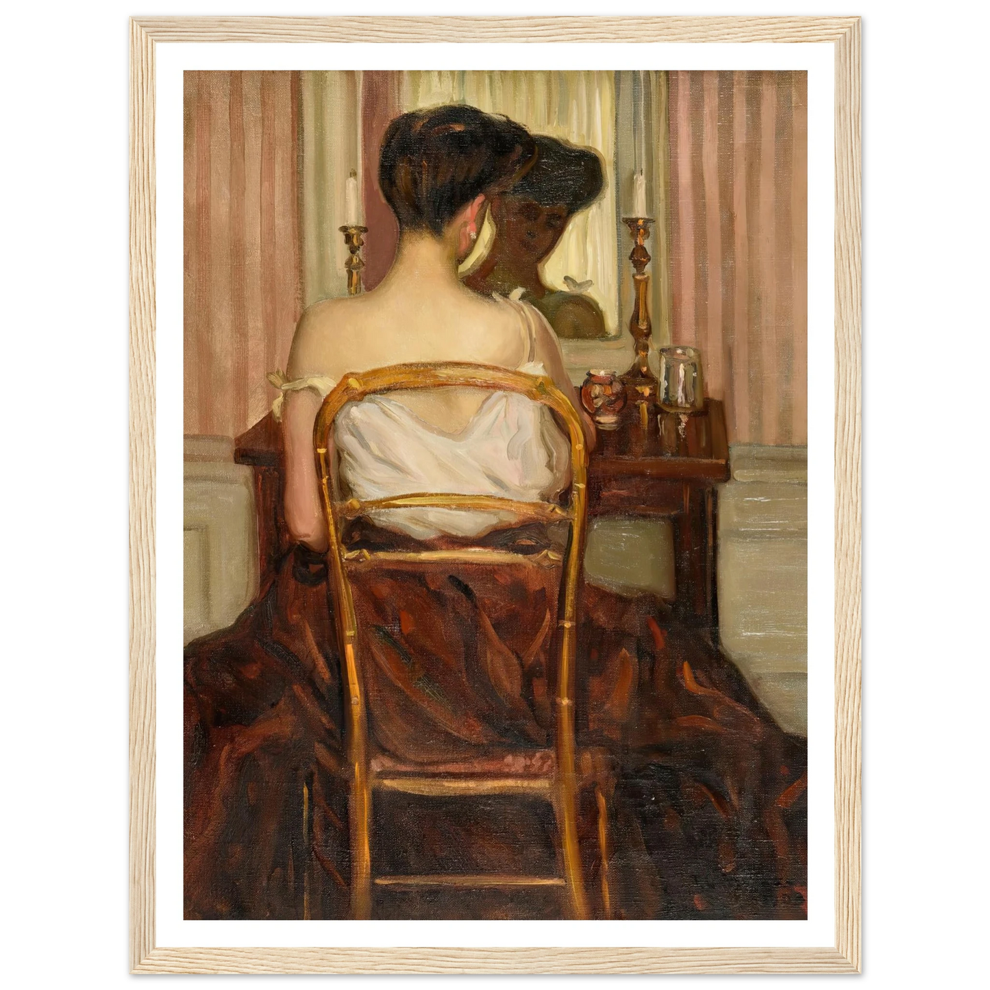 Devant la glace (1903) Art Print | Frederick Carl Frieseke - Framed Poster - 30x40 cm / 12x16″ - Black frame