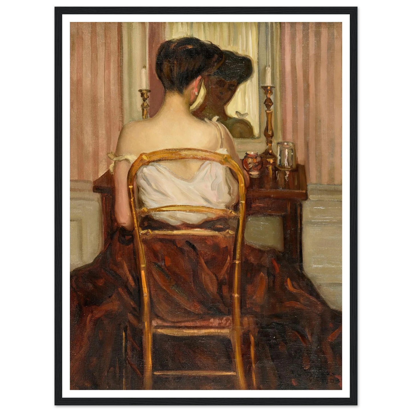 Devant la glace (1903) Art Print | Frederick Carl Frieseke - Framed Poster - 30x40 cm / 12x16″ - Black frame