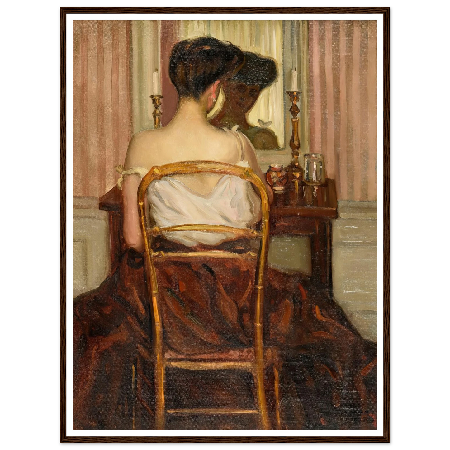 Devant la glace (1903) Art Print | Frederick Carl Frieseke - Framed Poster - 30x40 cm / 12x16″ - Black frame