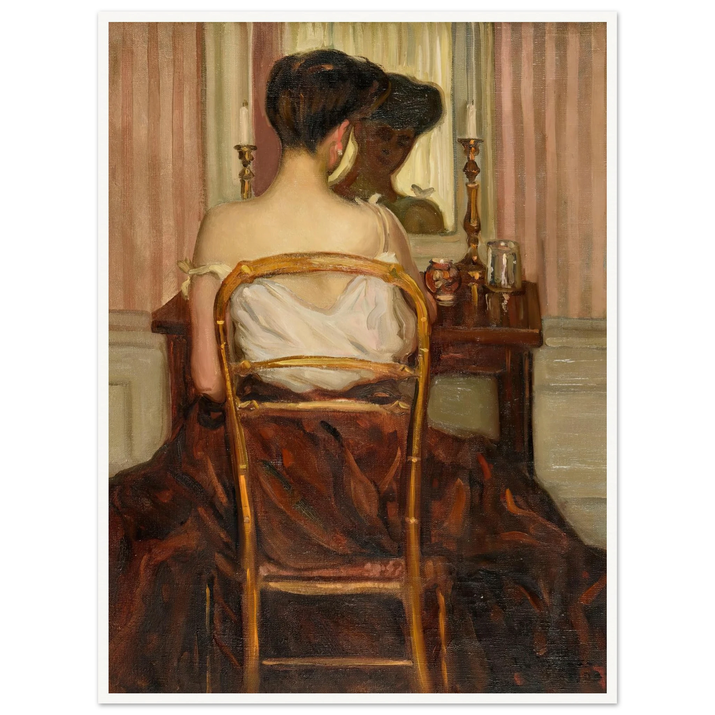 Devant la glace (1903) Art Print | Frederick Carl Frieseke - Framed Poster - 30x40 cm / 12x16″ - Black frame