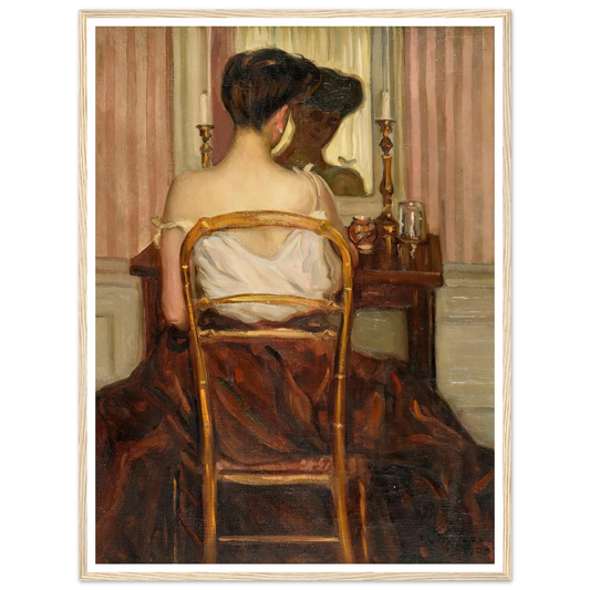 Devant la glace (1903) Art Print | Frederick Carl Frieseke - Framed Poster - 30x40 cm / 12x16″ - Black frame