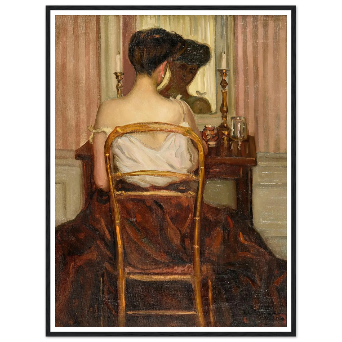 Devant la glace (1903) Art Print | Frederick Carl Frieseke - Framed Poster - 30x40 cm / 12x16″ - Black frame