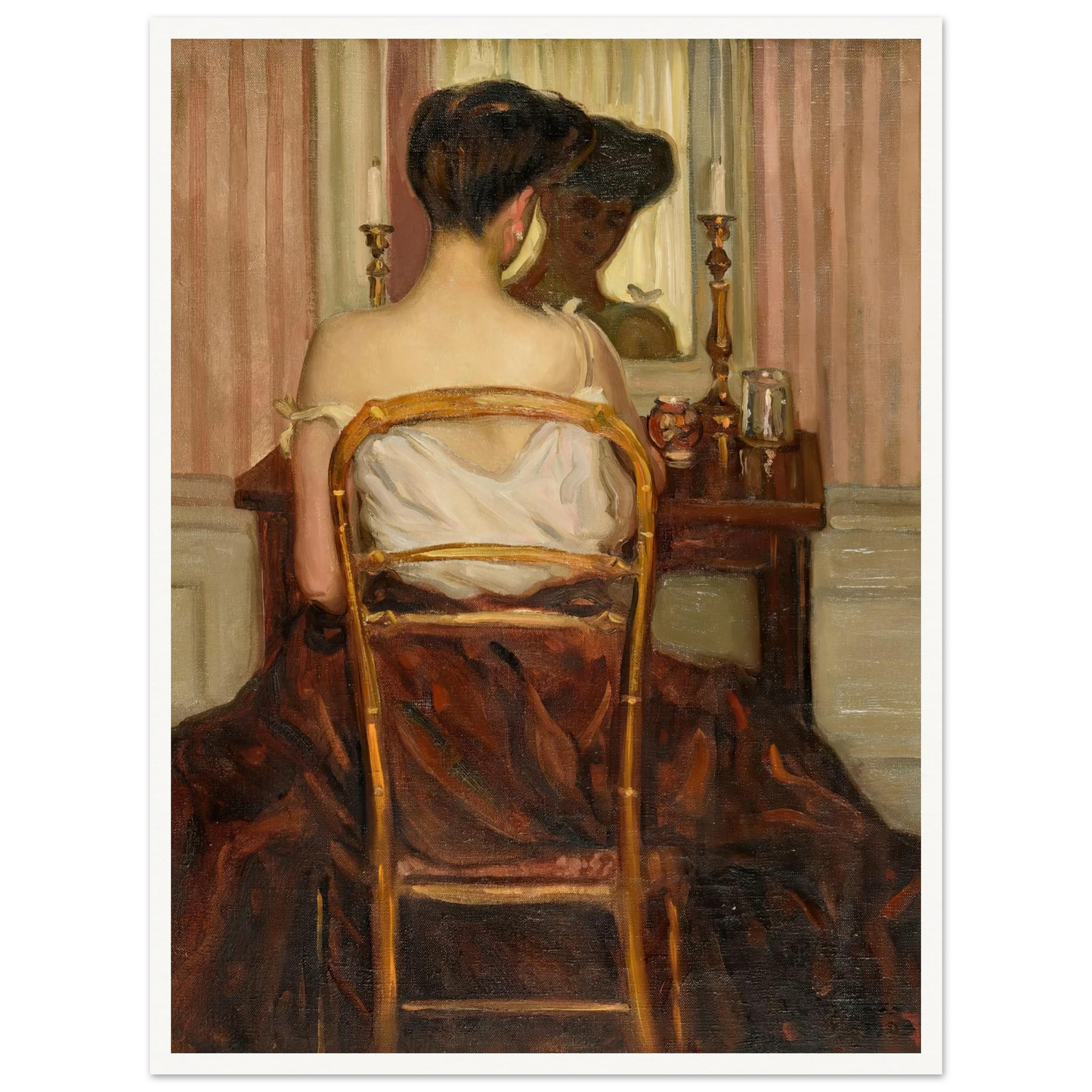 Devant la glace (1903) Art Print | Frederick Carl Frieseke - Framed Poster - 30x40 cm / 12x16″ - Black frame