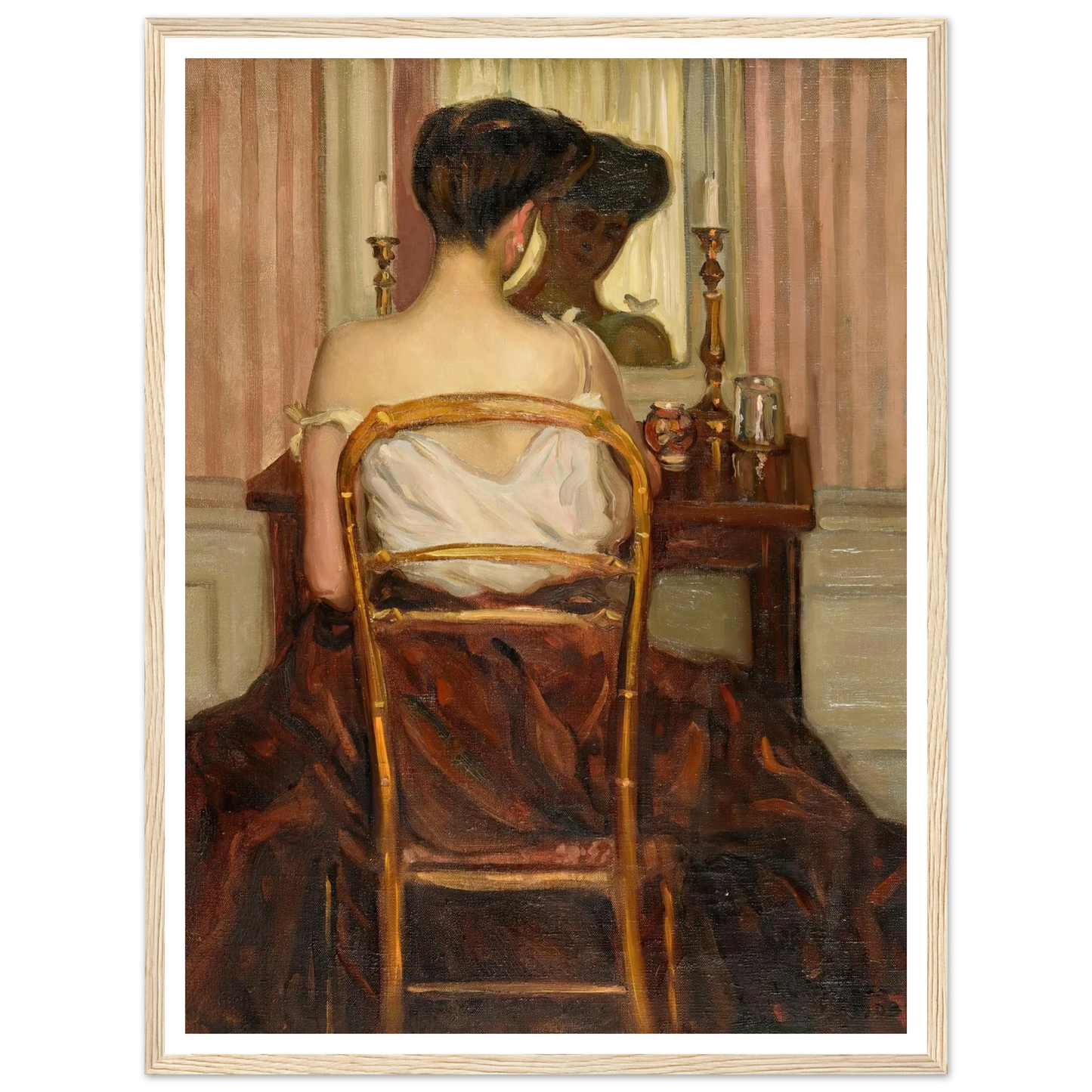 Devant la glace (1903) Art Print | Frederick Carl Frieseke - Framed Poster - 30x40 cm / 12x16″ - Black frame