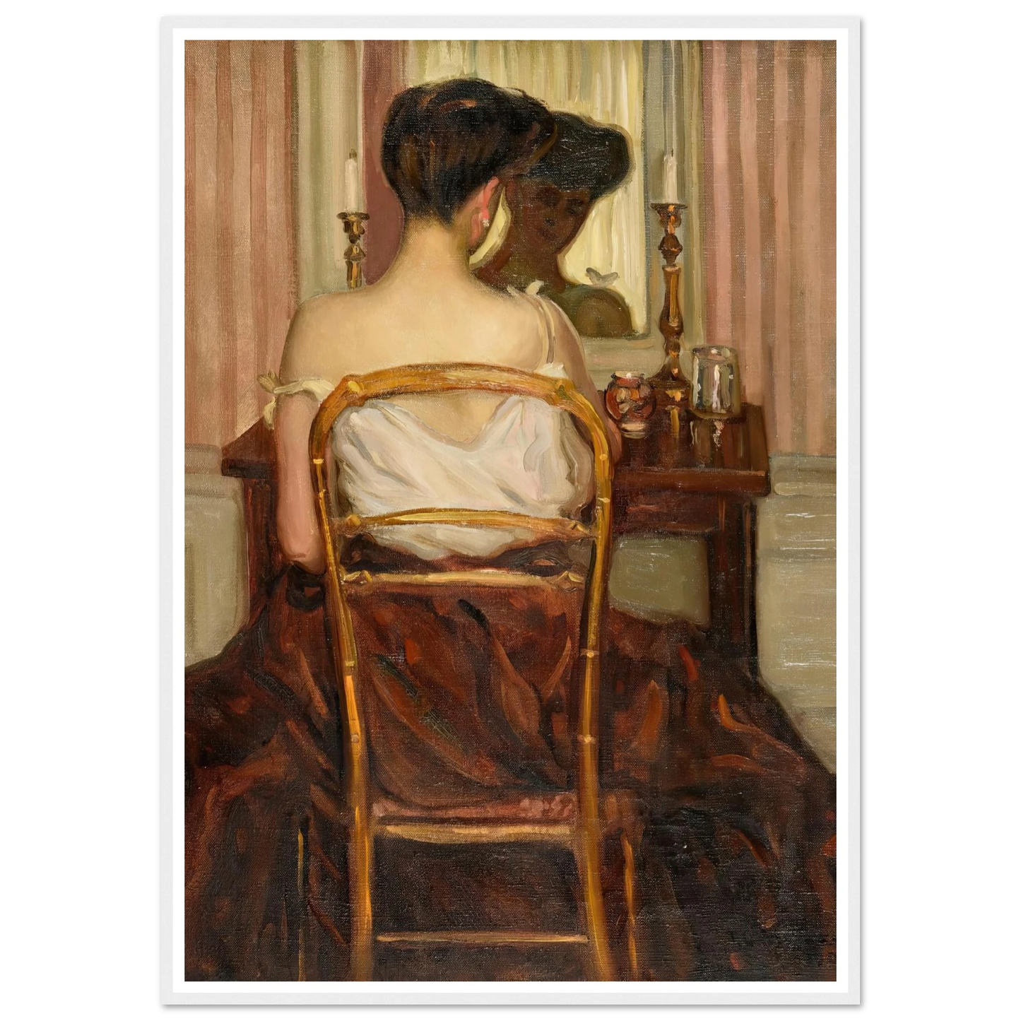 Devant la glace (1903) Art Print | Frederick Carl Frieseke - Framed Poster - 30x40 cm / 12x16″ - Black frame