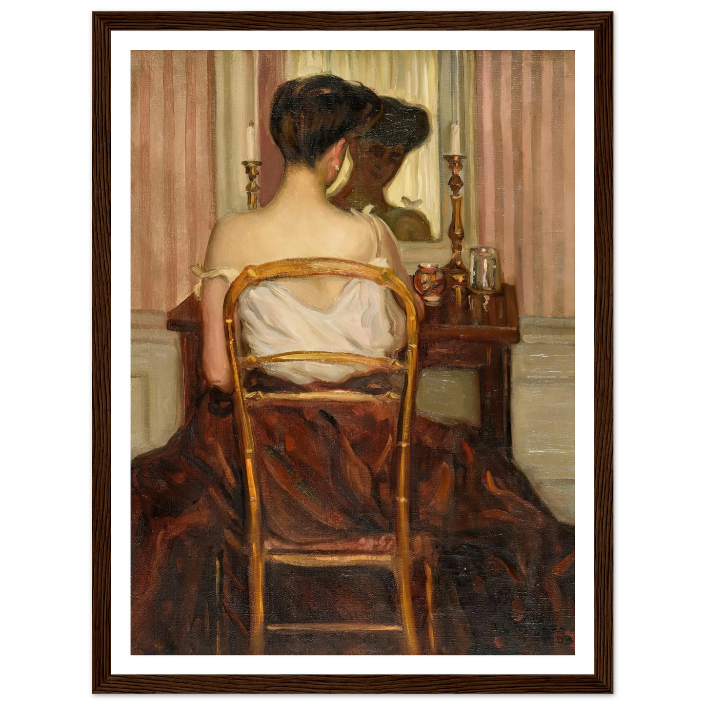 Devant la glace (1903) Art Print | Frederick Carl Frieseke - Framed Poster - 30x40 cm / 12x16″ - Black frame