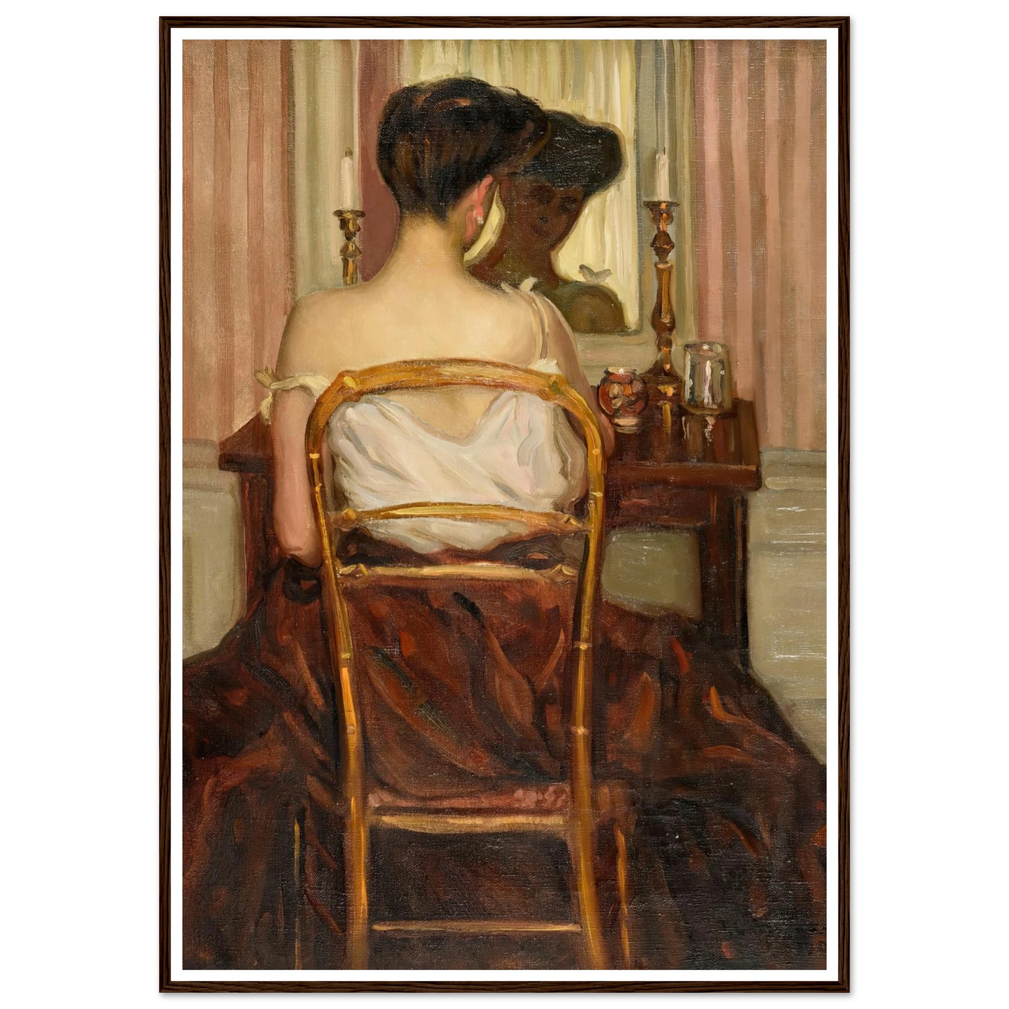 Devant la glace (1903) Art Print | Frederick Carl Frieseke - Framed Poster - 30x40 cm / 12x16″ - Black frame