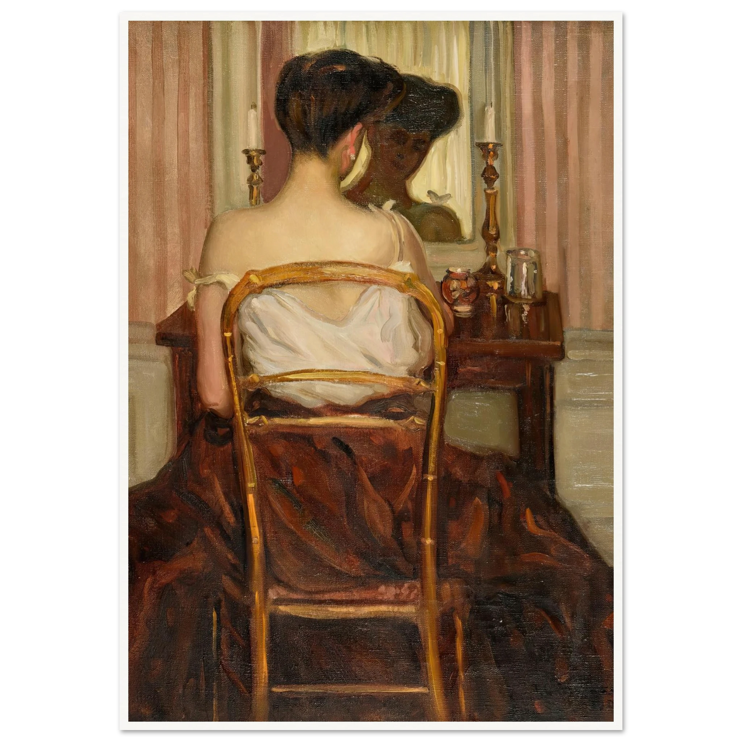 Devant la glace (1903) Art Print | Frederick Carl Frieseke - Framed Poster - 30x40 cm / 12x16″ - Black frame