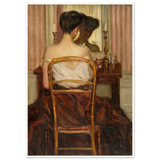 Devant la glace (1903) Art Print | Frederick Carl Frieseke - Framed Poster - 30x40 cm / 12x16″ - Black frame