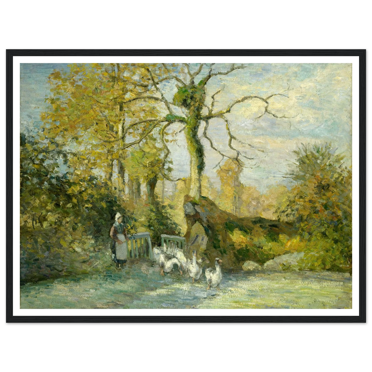 The Goose Girl at Montfoucault (White Frost) (1875) Art Print | Camille Pissarro-Quipham Collections