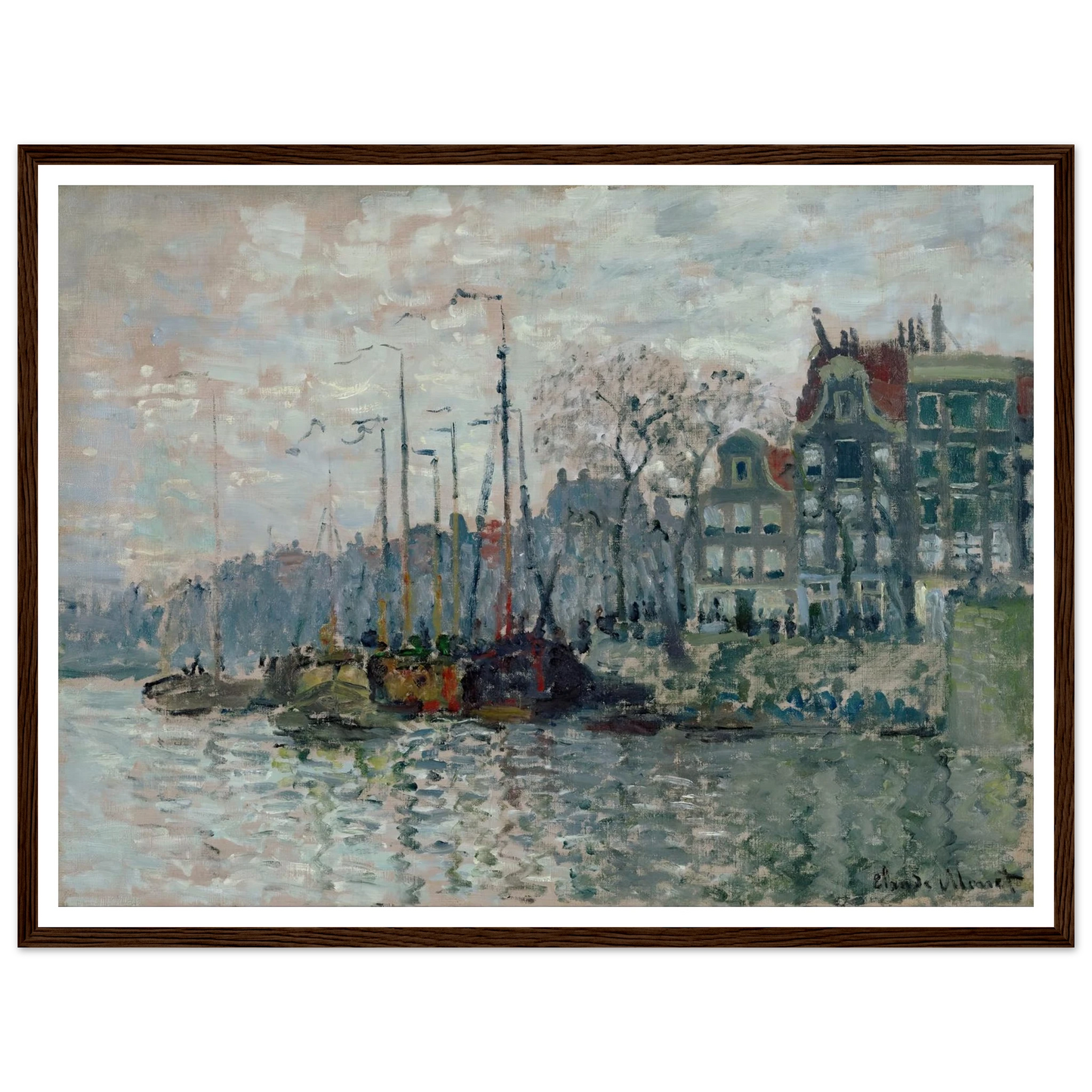 View of the Prins Hendrikkade and the Kromme Waal in Amsterdam (1874) Art Print | Claude Monet-Quipham Collections